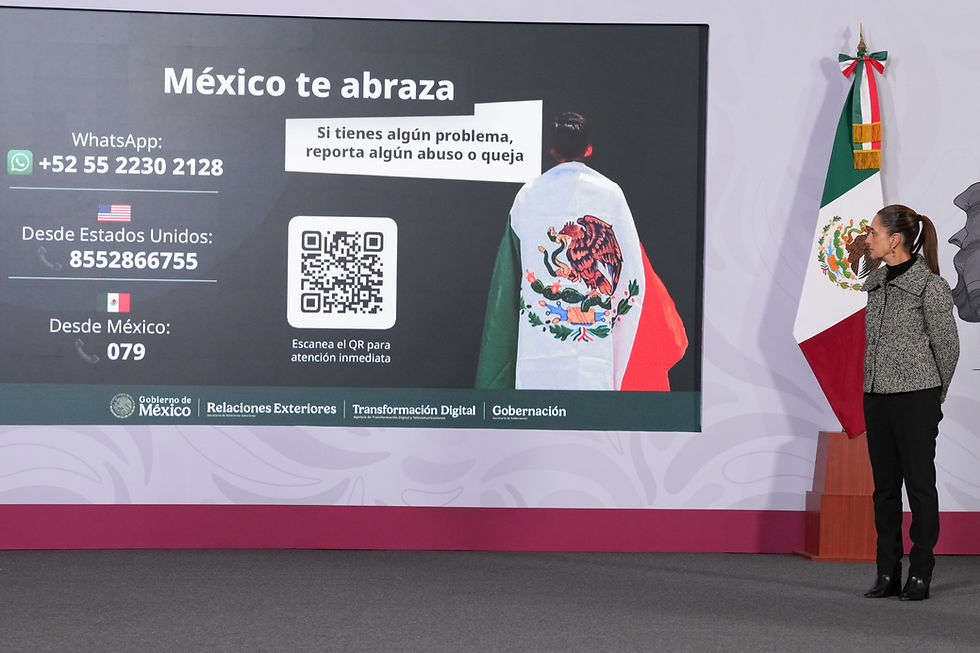 El programa "México te Abraza" integra a 34 dependencias para garantizar una atención humana y digna en los puntos de recepción fronterizos y aeropuertos.