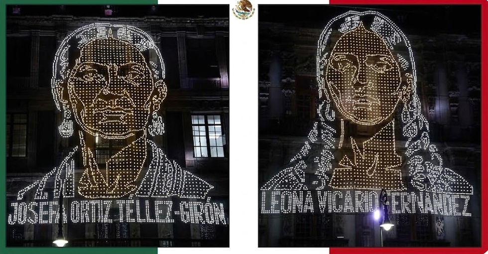 Iluminado del Centro Histórico conmemorativo al 216 Aniversario del inicio de la Independencia de México rinde homenaje a heroínas