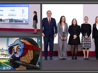 Representantes del gabinete de economía y directivos presentan la inversión millonaria de Lego para la expansión de su planta en Nuevo León.