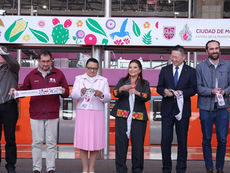 jefa de Gobierno Clara Brugada Molina acompañada de la secretaria de Gobernación Rosa Icela Rodríguez en la inauguración total de la línea 1 del Metro de la Ciudad de México