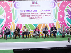 La Jefa de Gobierno Clara Brugada y su gabinete presentan la reforma constitucional que pone límite a los aumentos excesivos de renta en la capital.