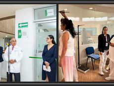 Autoridades y personal de enfermería del Hospital Juárez de México durante la apertura del Módulo de Toma de Signos Vitales en Consulta Externa.