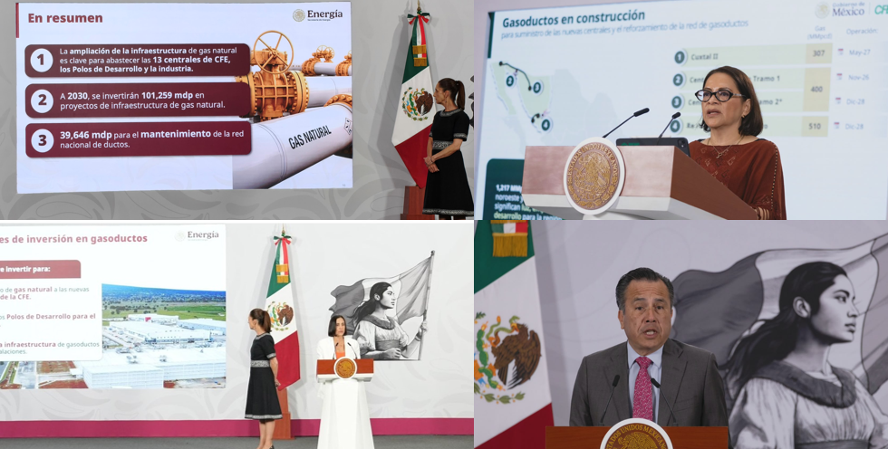 Autoridades del sector energético presentan el plan de expansión de la red de gas natural para potenciar el sistema eléctrico mexicano.