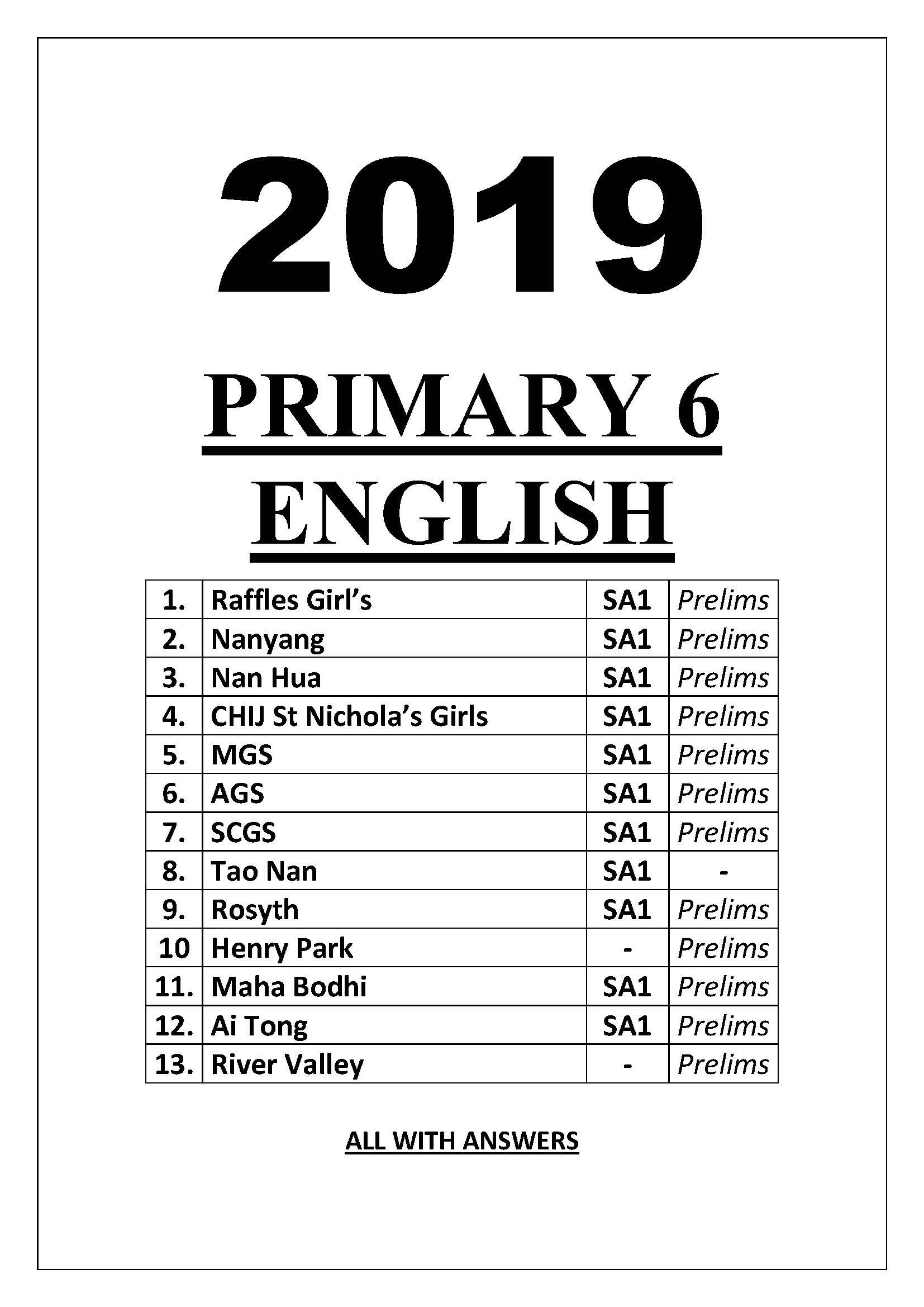 (3-in-1) 2019 Primary 6 Package Exam Papers (hardcopy)