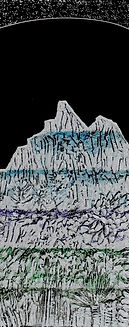 GRATALOUP - GR-P-000092 - Petite montagne aux cactées au ciel étoilé