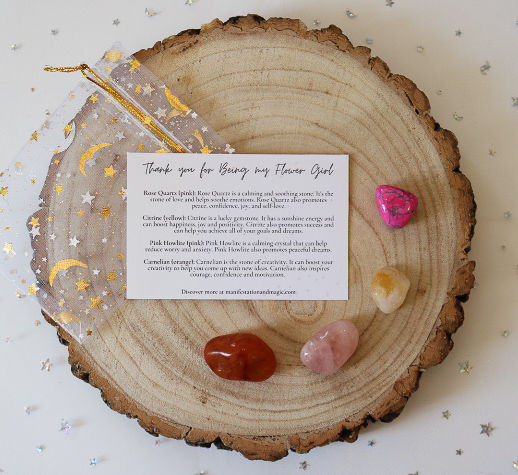 Carnelian, citrine, rose quartz, and pink howlite crystals