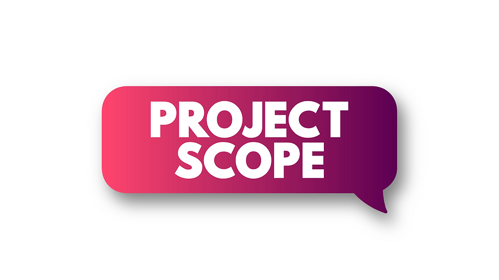 The words 'Project Scope' in a speech bubble