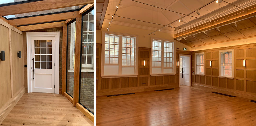 Photos of the completed music room and adjoining bridge at St Peter's College