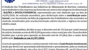 Contribuição Assistencial 2026 - Rações, Doces e Conservas