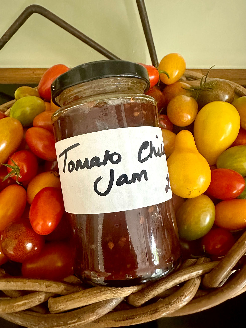 Cherry tomatos and tomato and chilli jam