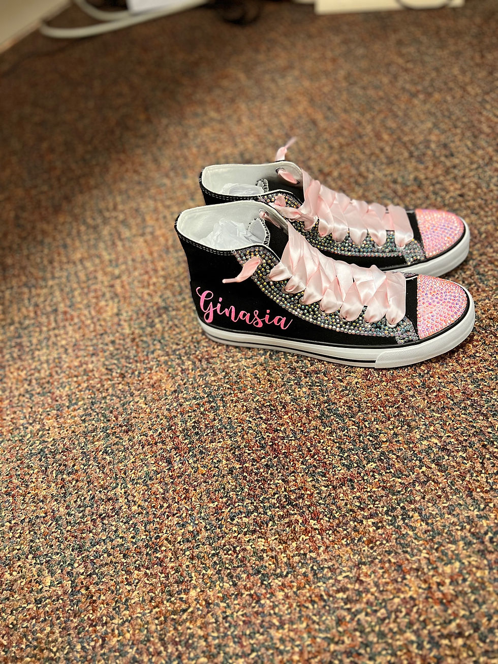 Thumbnail: converse style shoe with name in glitter vinyl