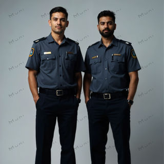 Dark grey full uniform with badge detailing for executive or corporate security guards.