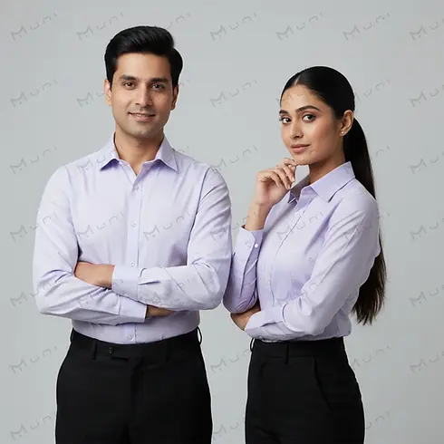 Office uniform for men and female staff India — formal corporate shirts
