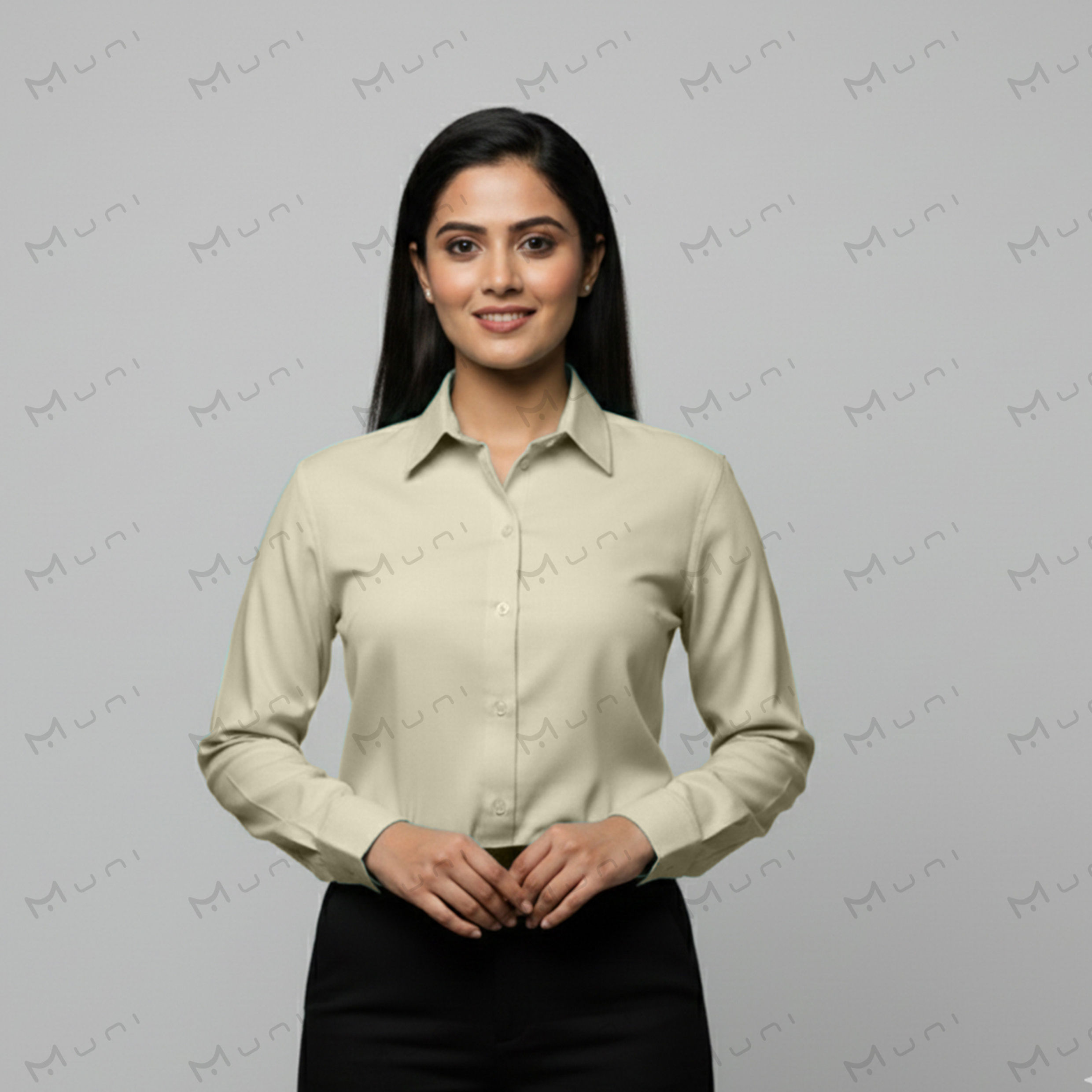 Stone Beige Office Staff Uniform Shirt