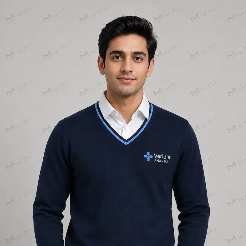 Navy v-neck sweater for men India — office uniform | MUNI Uniforms