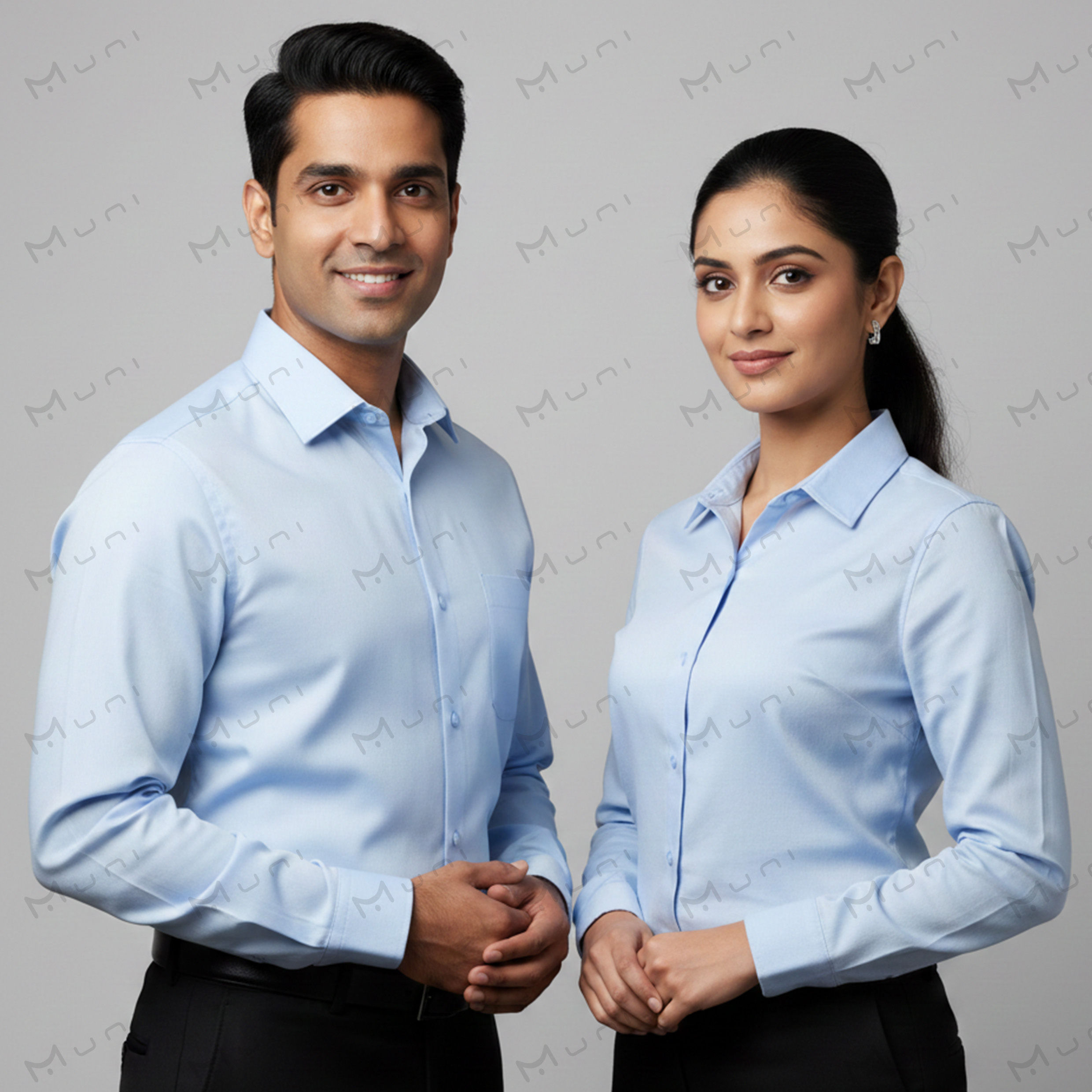 Corporate office staff uniform light blue shirt for company employees in India