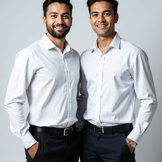 Corporate uniform for men with white shirt and black trousers