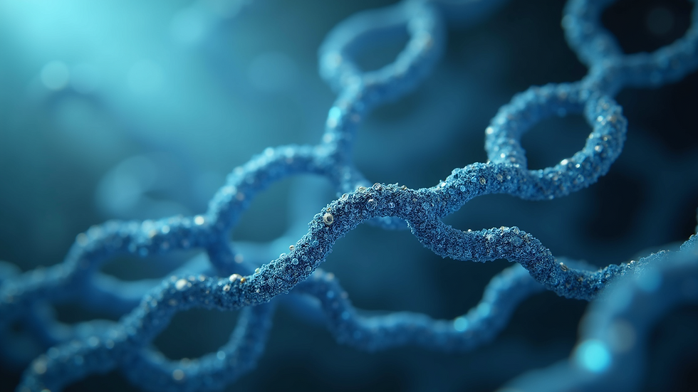 High angle view of a digital landscape showcasing a range of research peptides