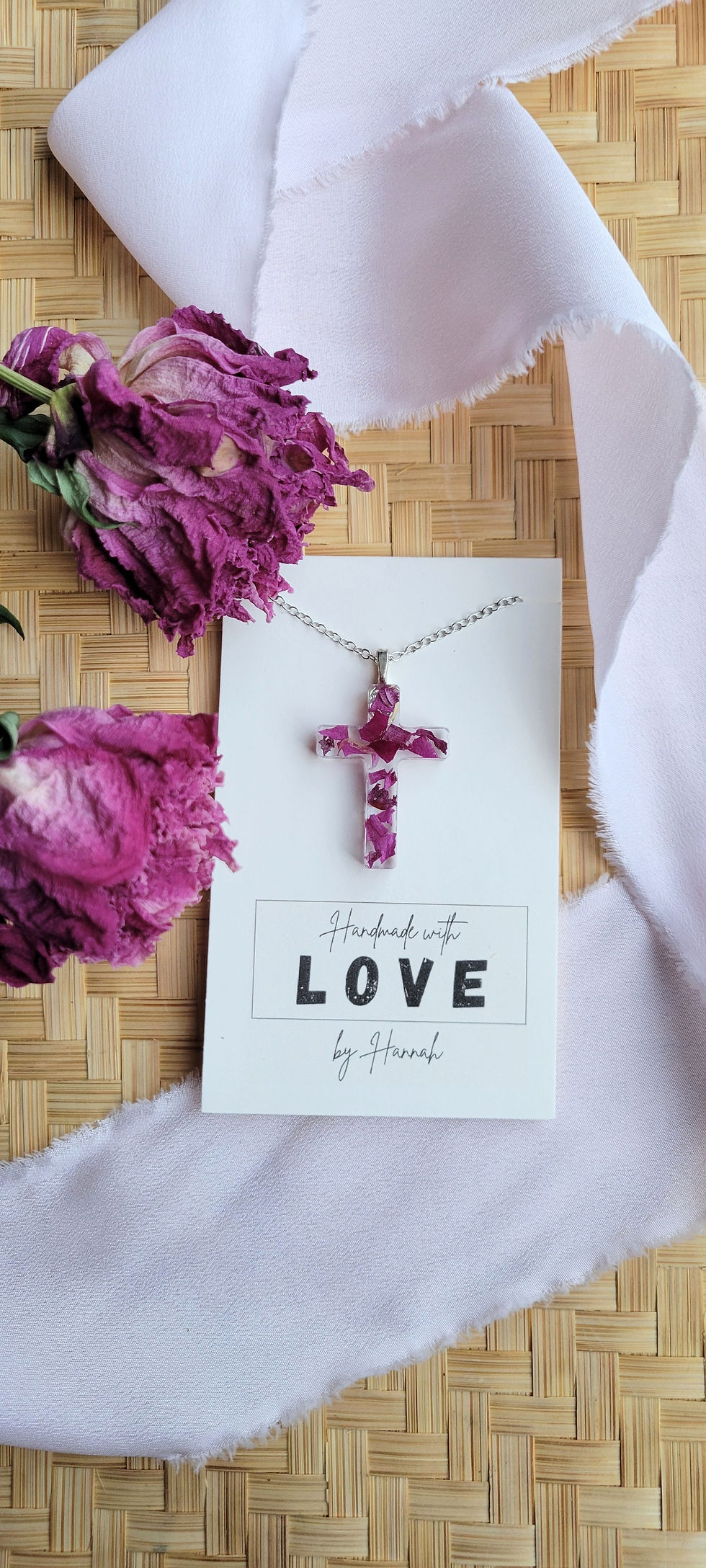 Peony Necklace - Silver, Cross