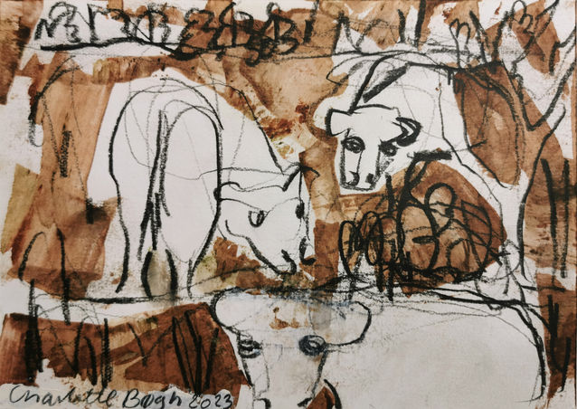 artwork-cow-drawing-oilpainting-charlotte-bøgh