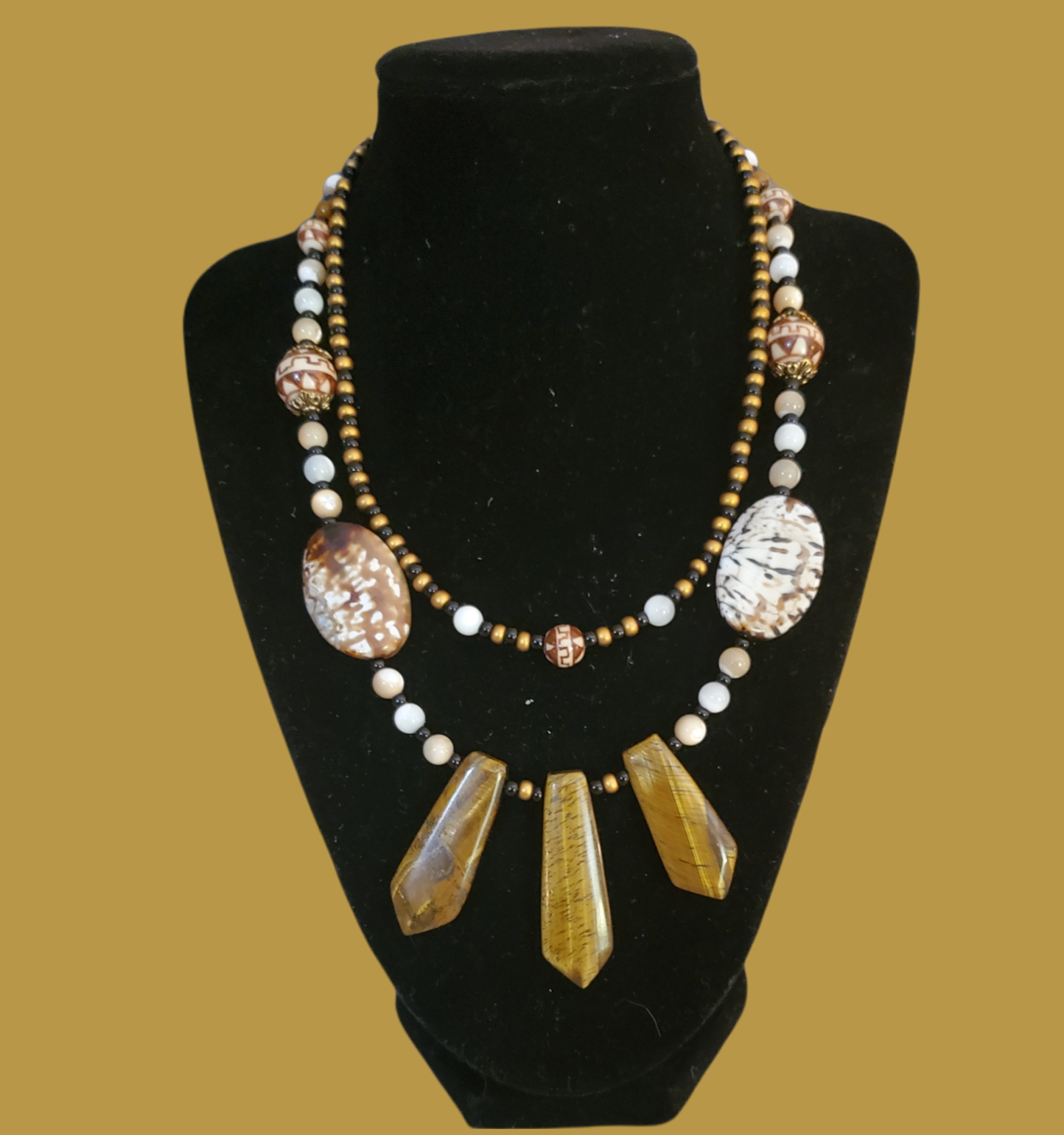 "Safari" 2-n-1 Stone & Bead Necklace