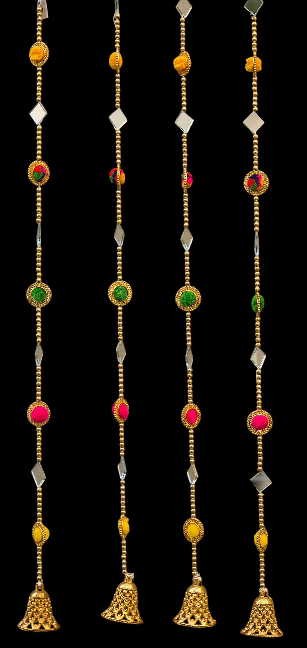 Thumbnail: Pom-Pom mix color mirror Latkan with Golden Bell(Size 3FT)