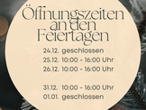 Öffnungszeiten an Weihnachten und Silvester