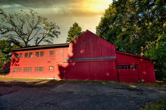 Red barn on a sunny day