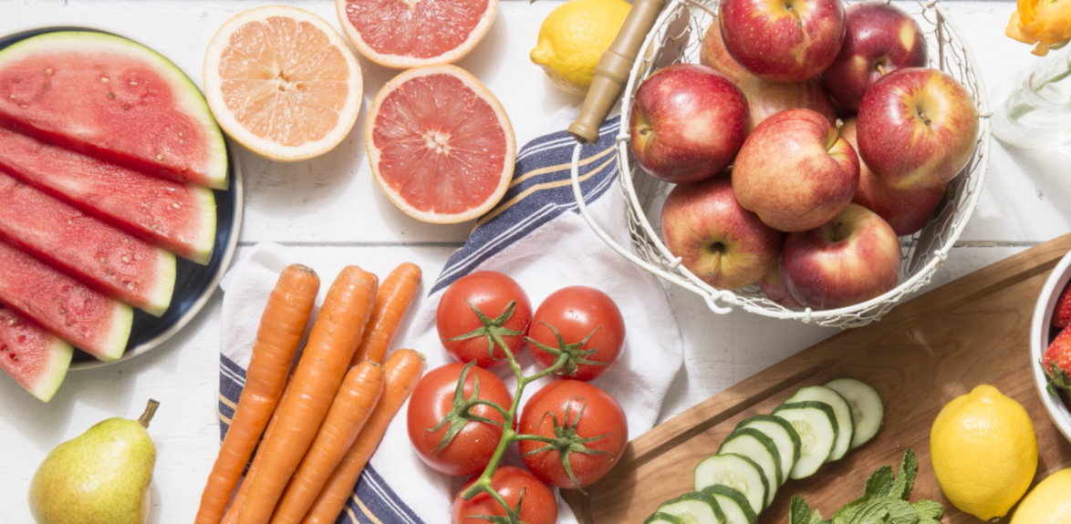 table of fruit and vegetables corporate video production