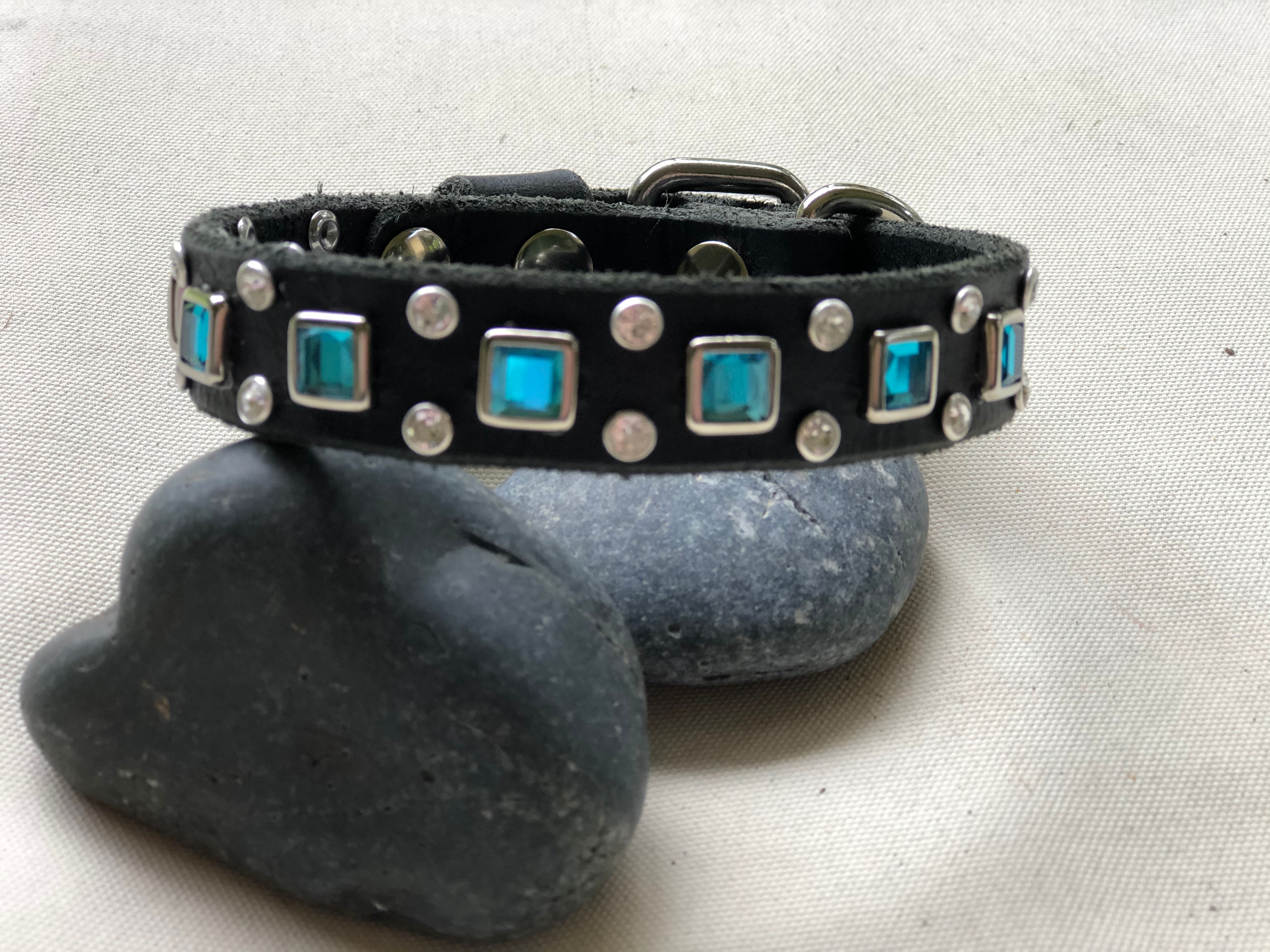 Custom Leather Dog Collar with Swarovski Crystals
