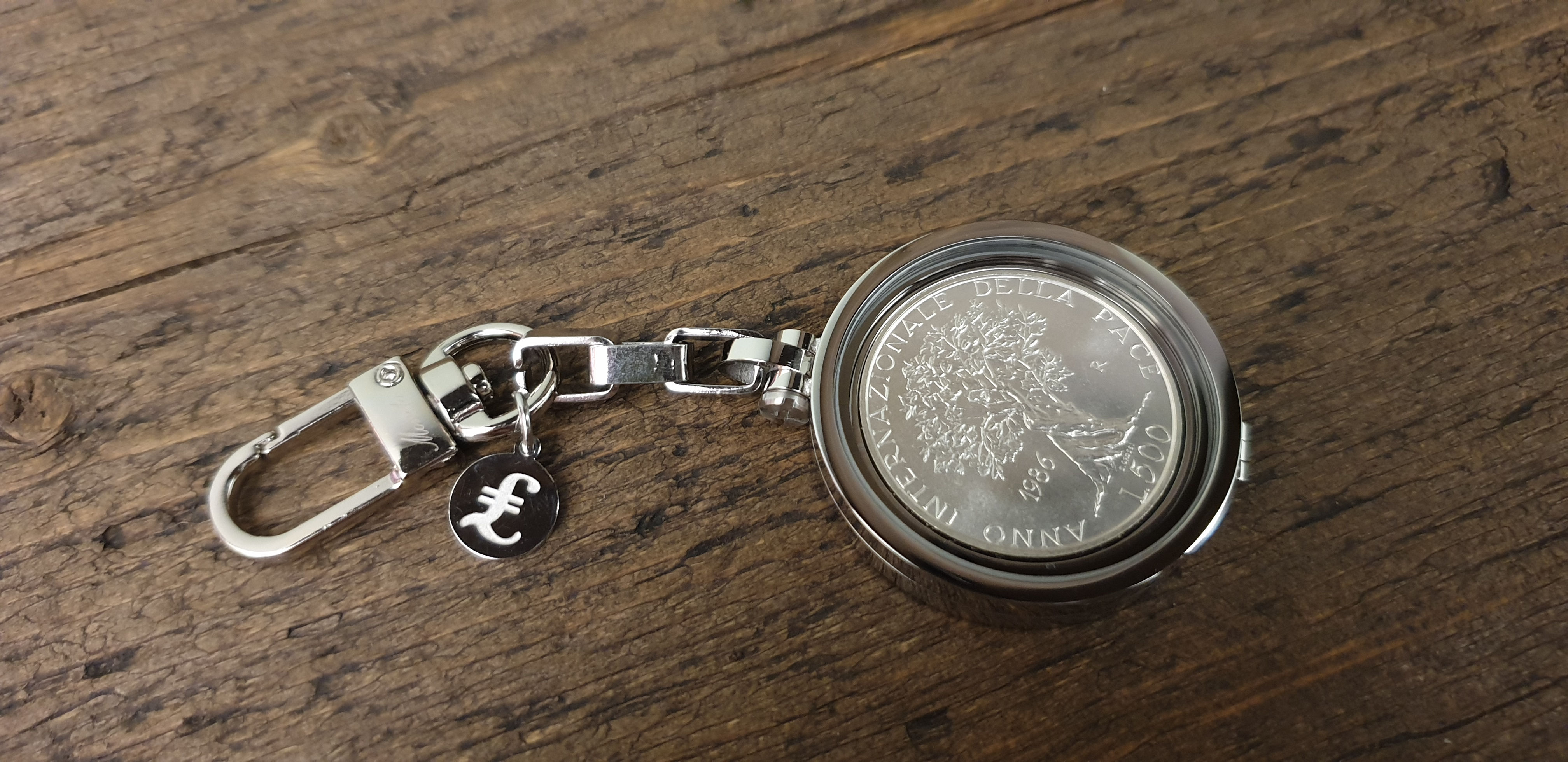 Portachiavi completo di moneta 500 lire argento 1986 Pace mod.-B38 Pace-
