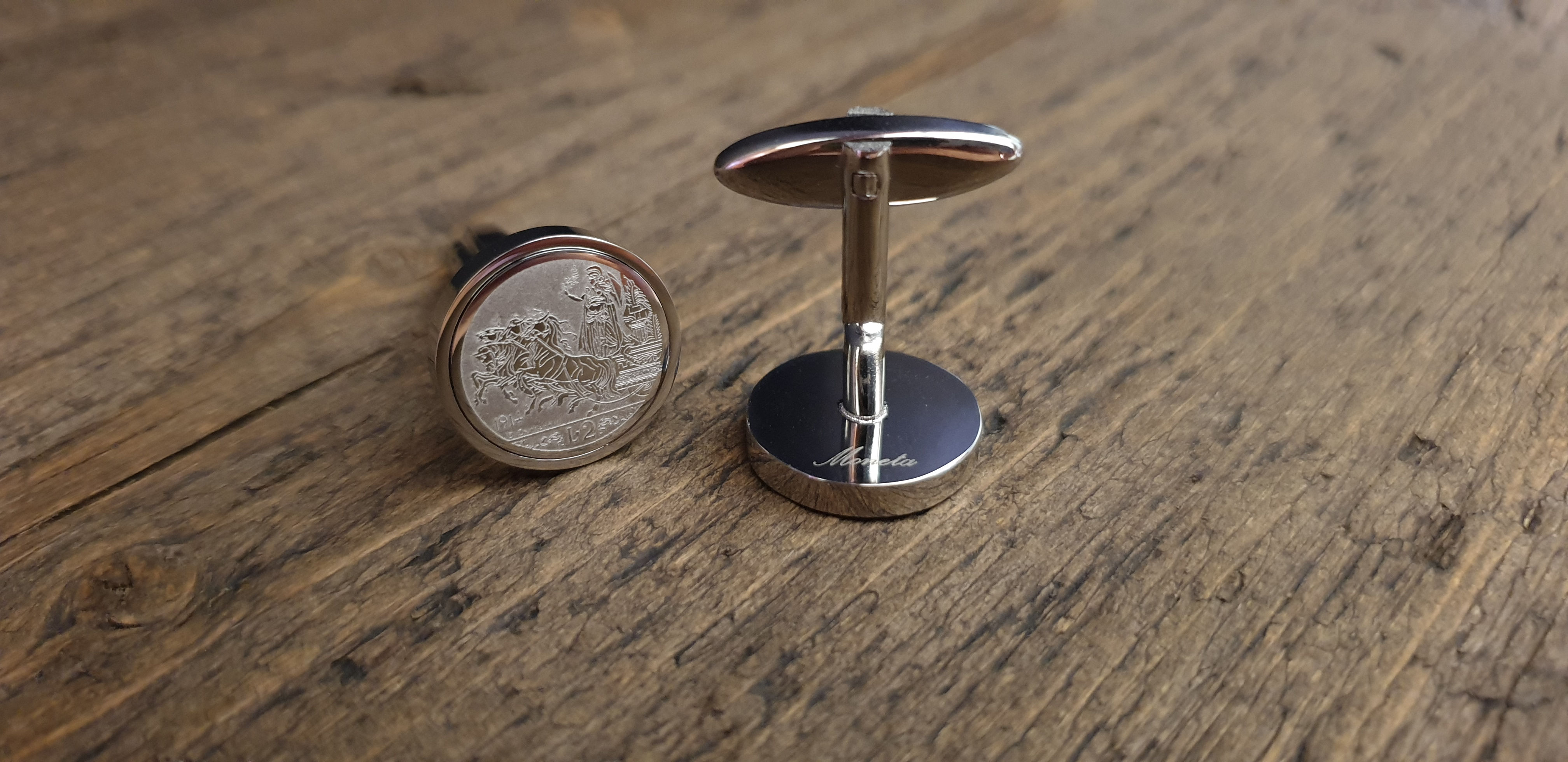 Gemelli in acciaio 2 lire. -Mod.G5-