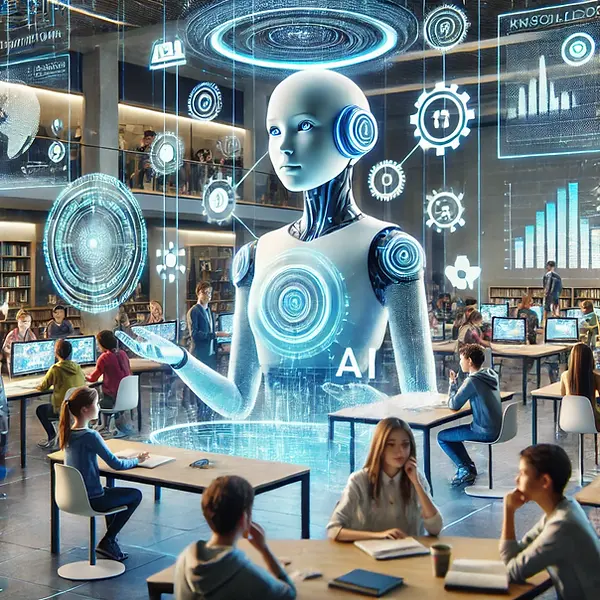 DALL·E 2025-03-06 00.45.50 - A futuristic learning environment where AI-powered assistants