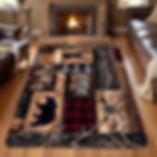 Luxury floor mat with rustic nature patterns in a living room