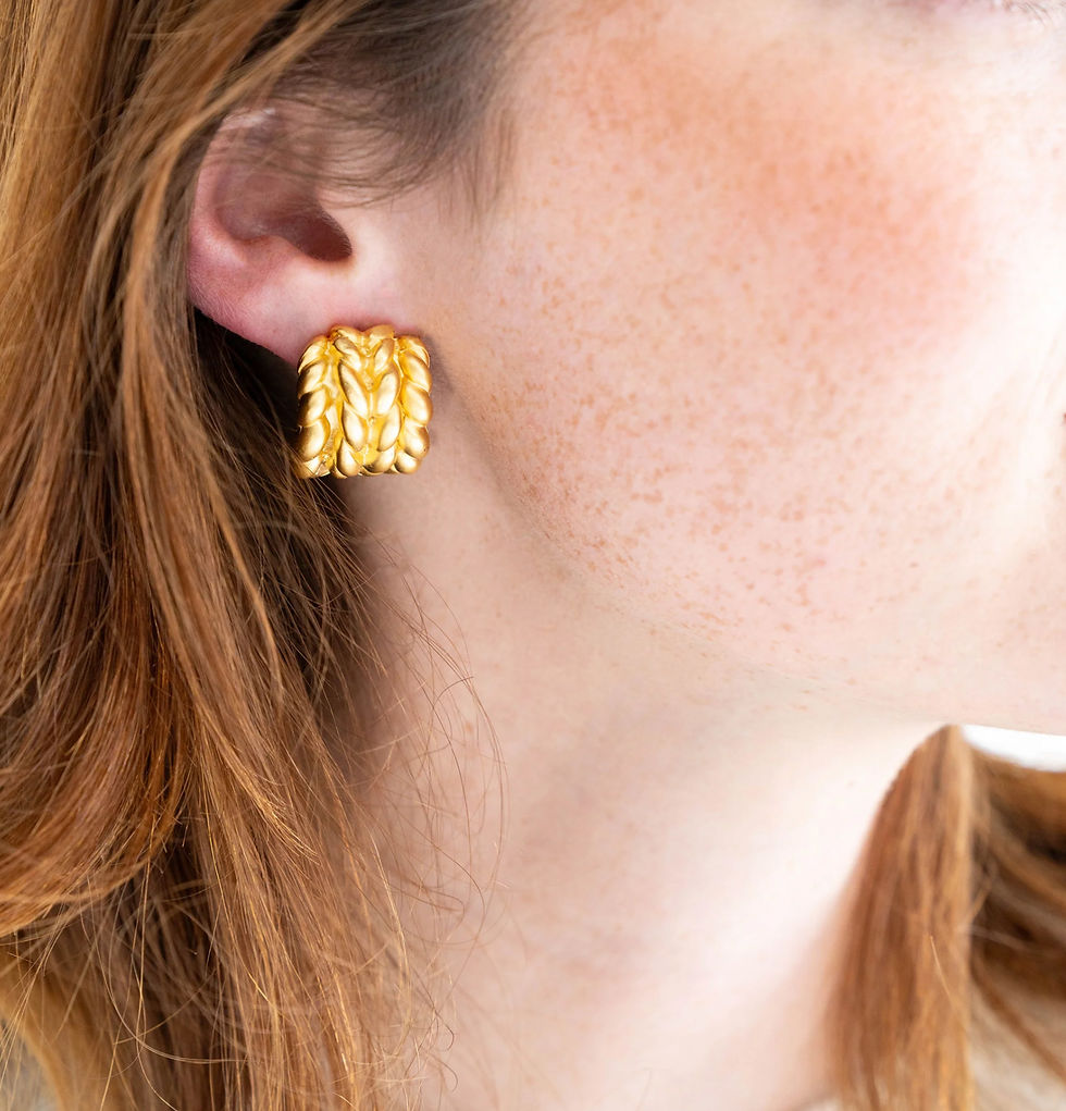 Thumbnail: Susan Shaw Gold Braided Cuff Hoops Earrings