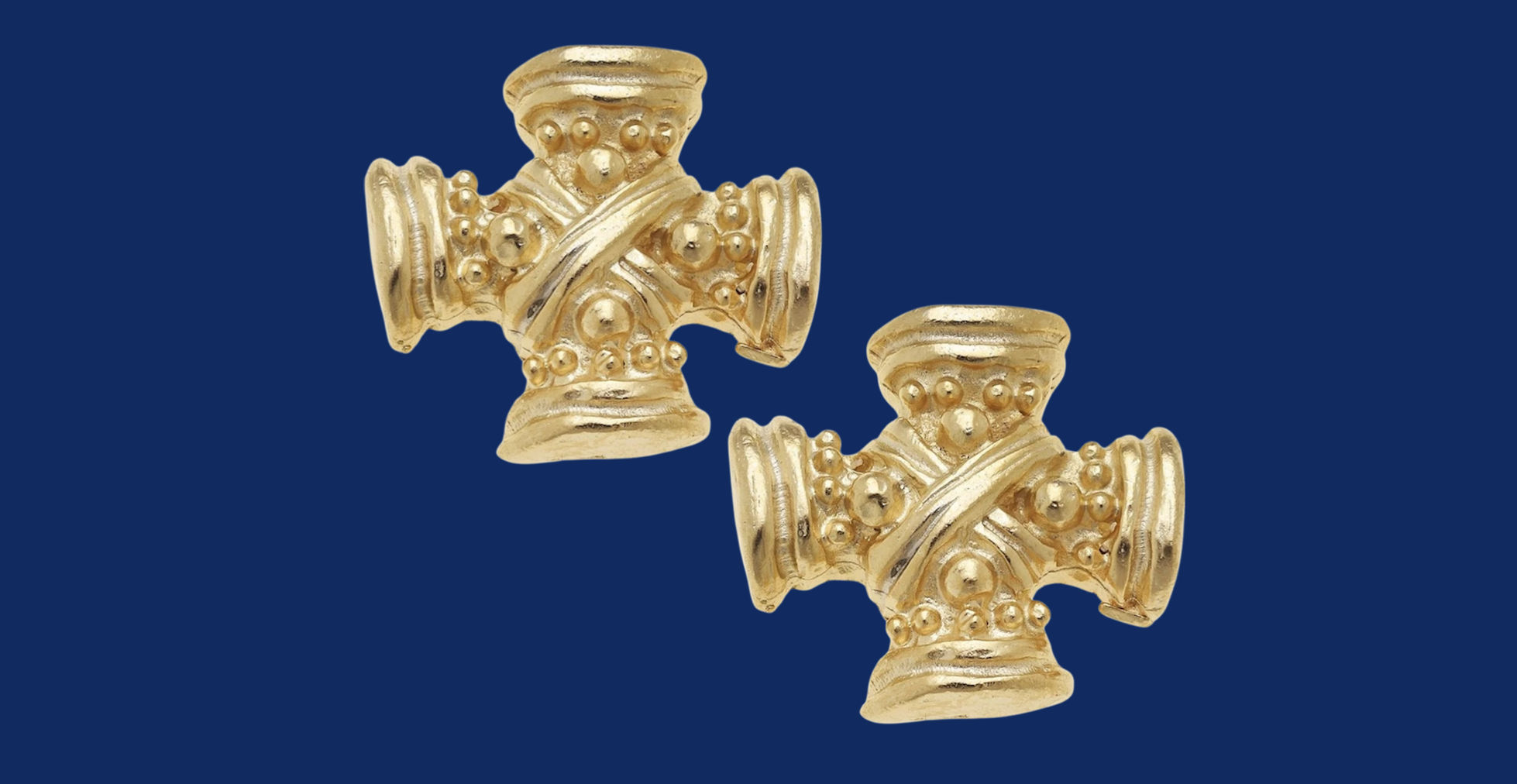 Susan Shaw Earrings Regal French Cross 24K TGP Jewelry