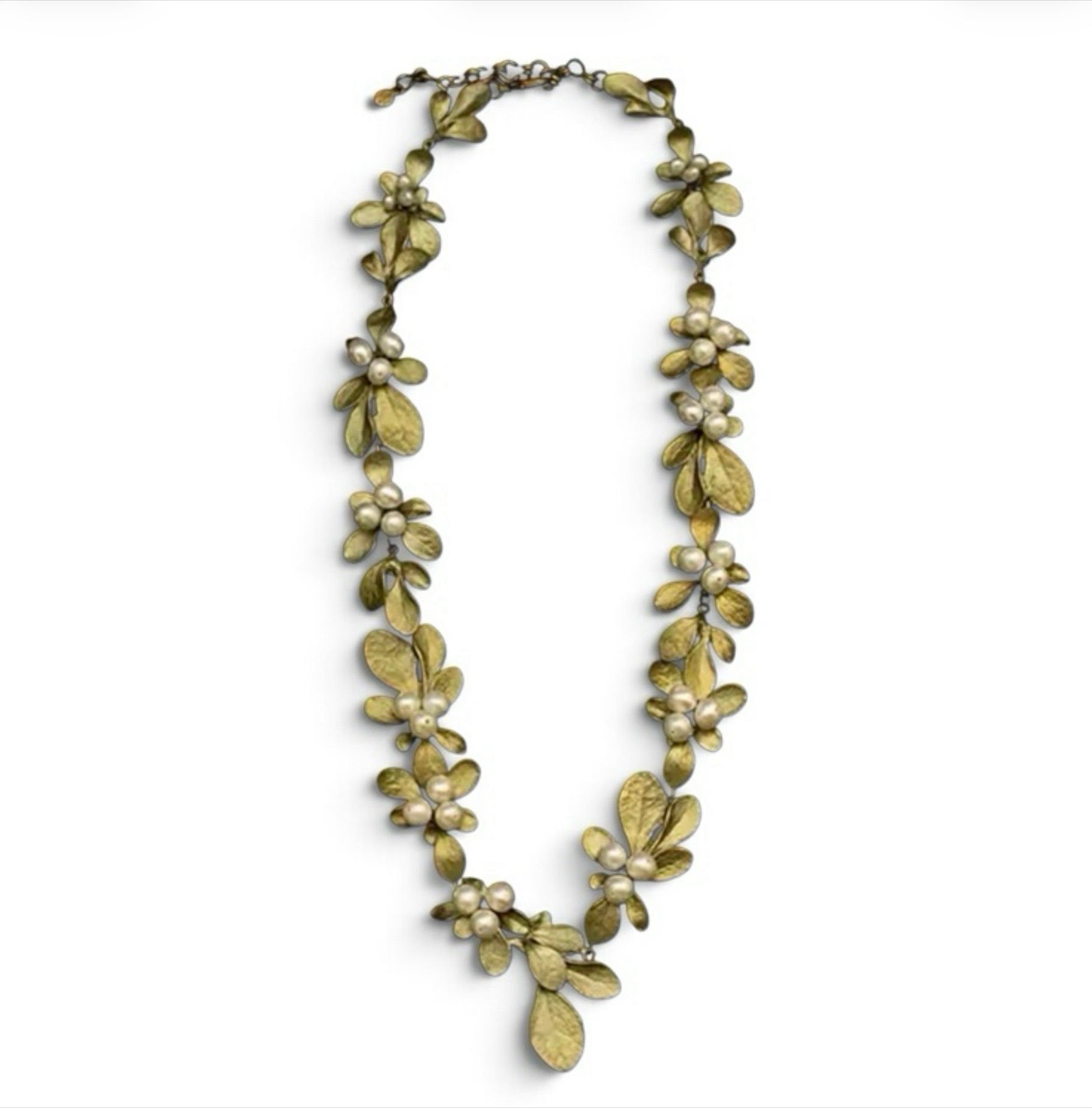 Michael Michaud Barberry Pearl Cluster Necklace Botanical Jewelry