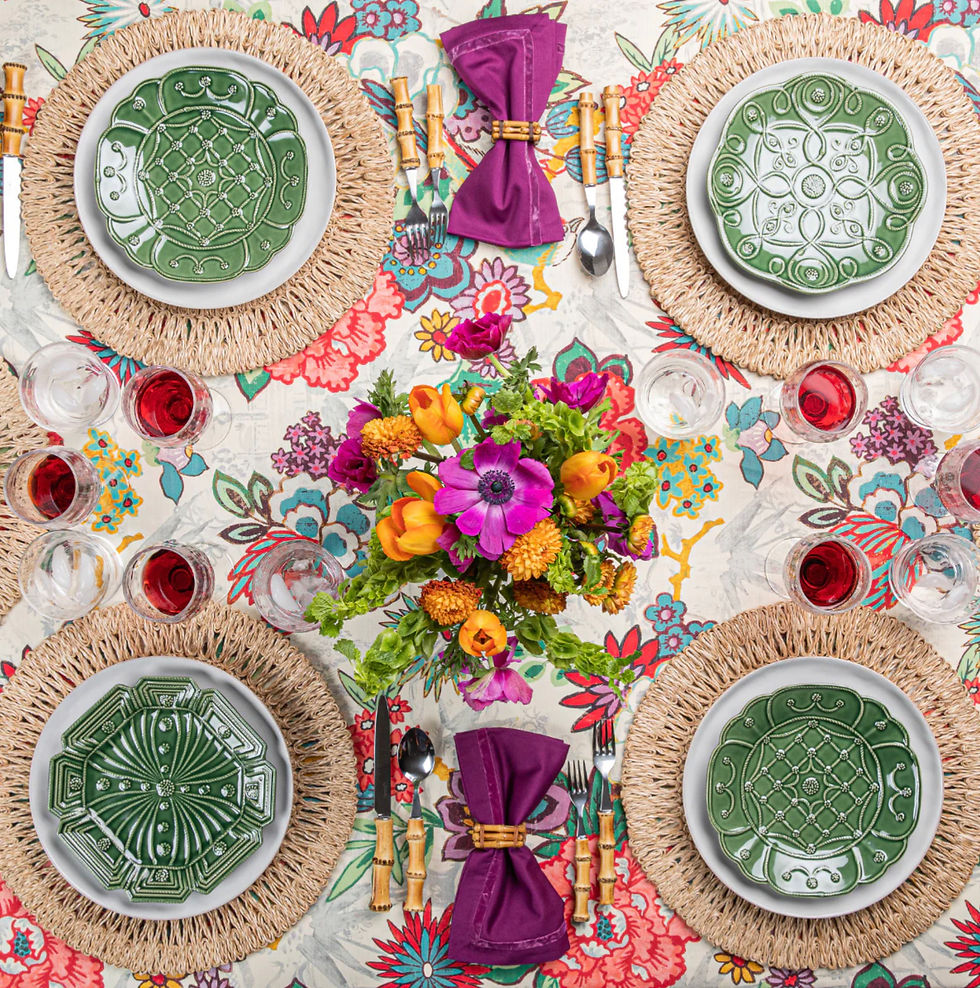 Thumbnail: Veronica Beard Jardins Du Monde Green Party Plate, Set 4