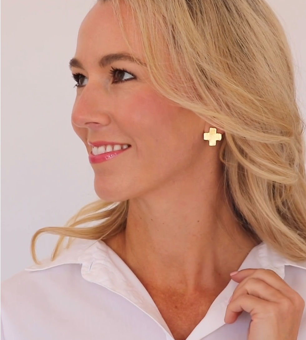 Thumbnail: Susan Shaw Earrings Mini Square Cross Studs