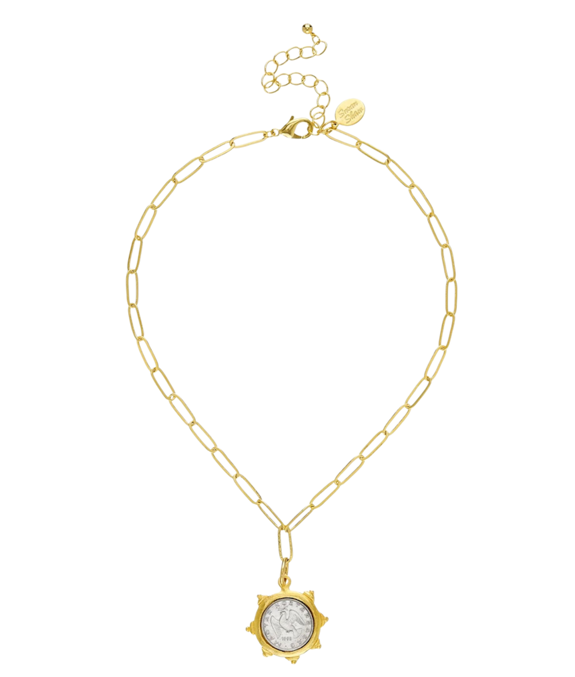 Susan Shaw Dove Coin Paperclip Necklace