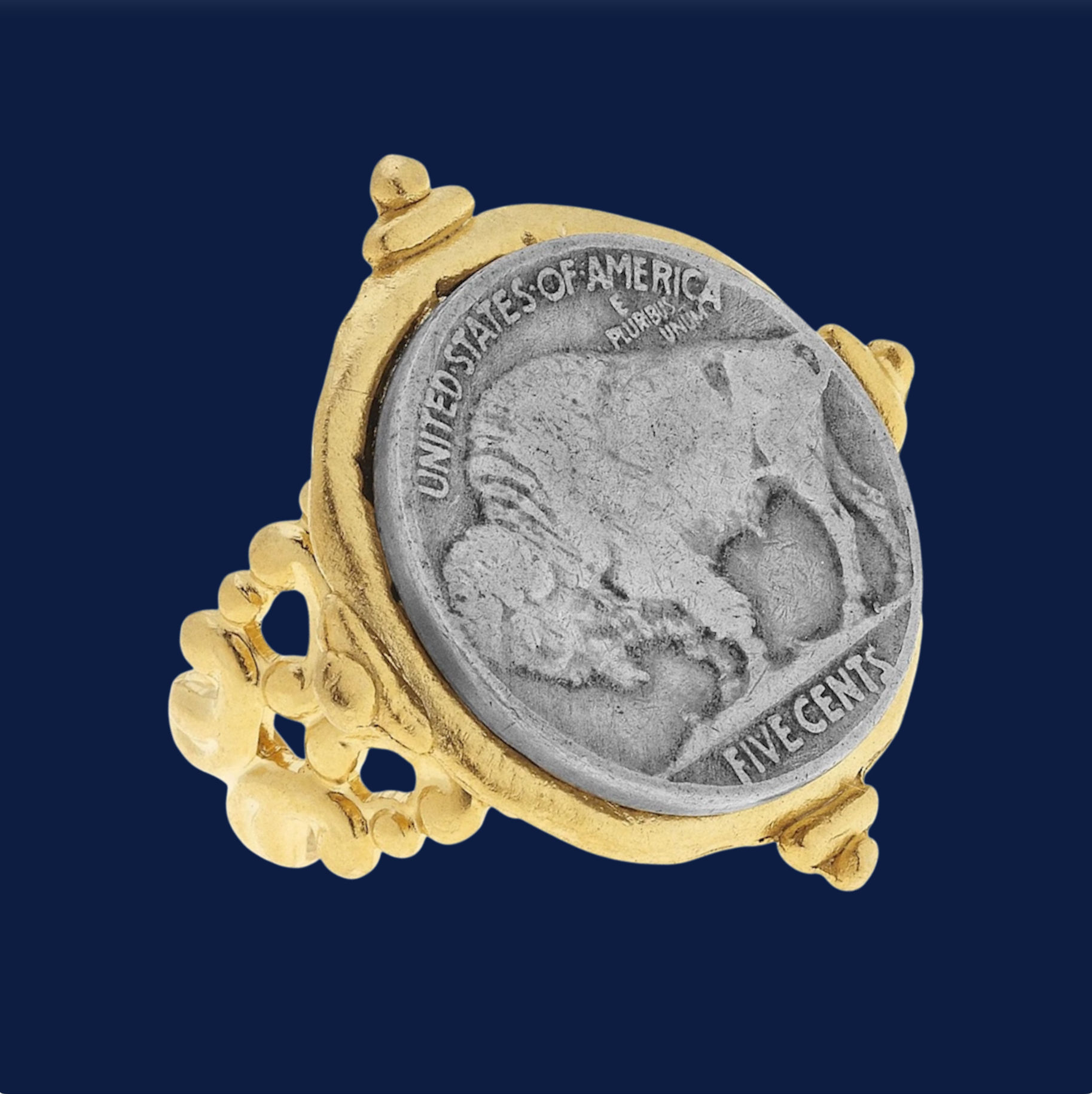 Susan Shaw Buffalo Nickel Ring 24k TPG Jewelry Gift