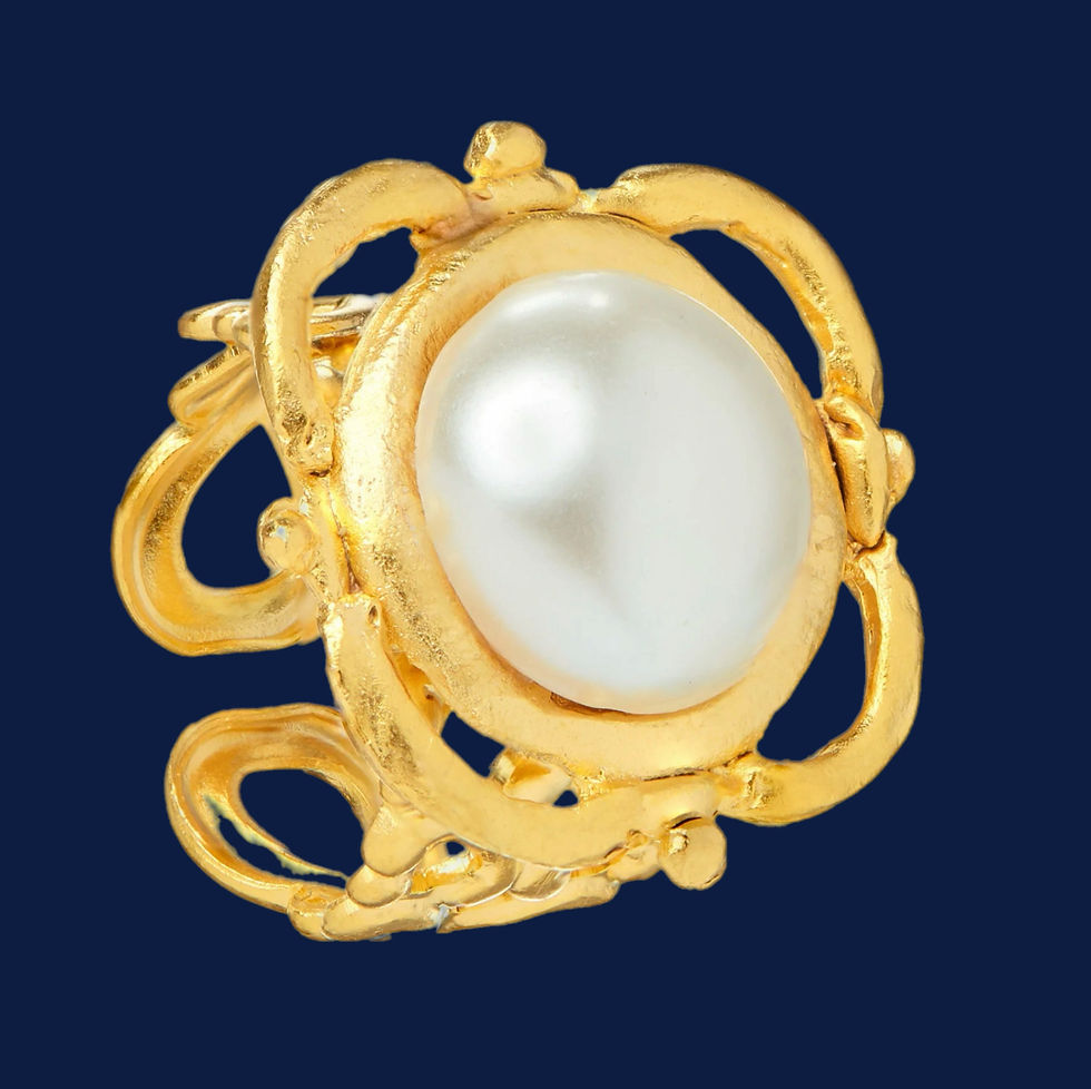 Thumbnail: Susan Shaw Pearl Scroll Ring 24k TPG Jewelry