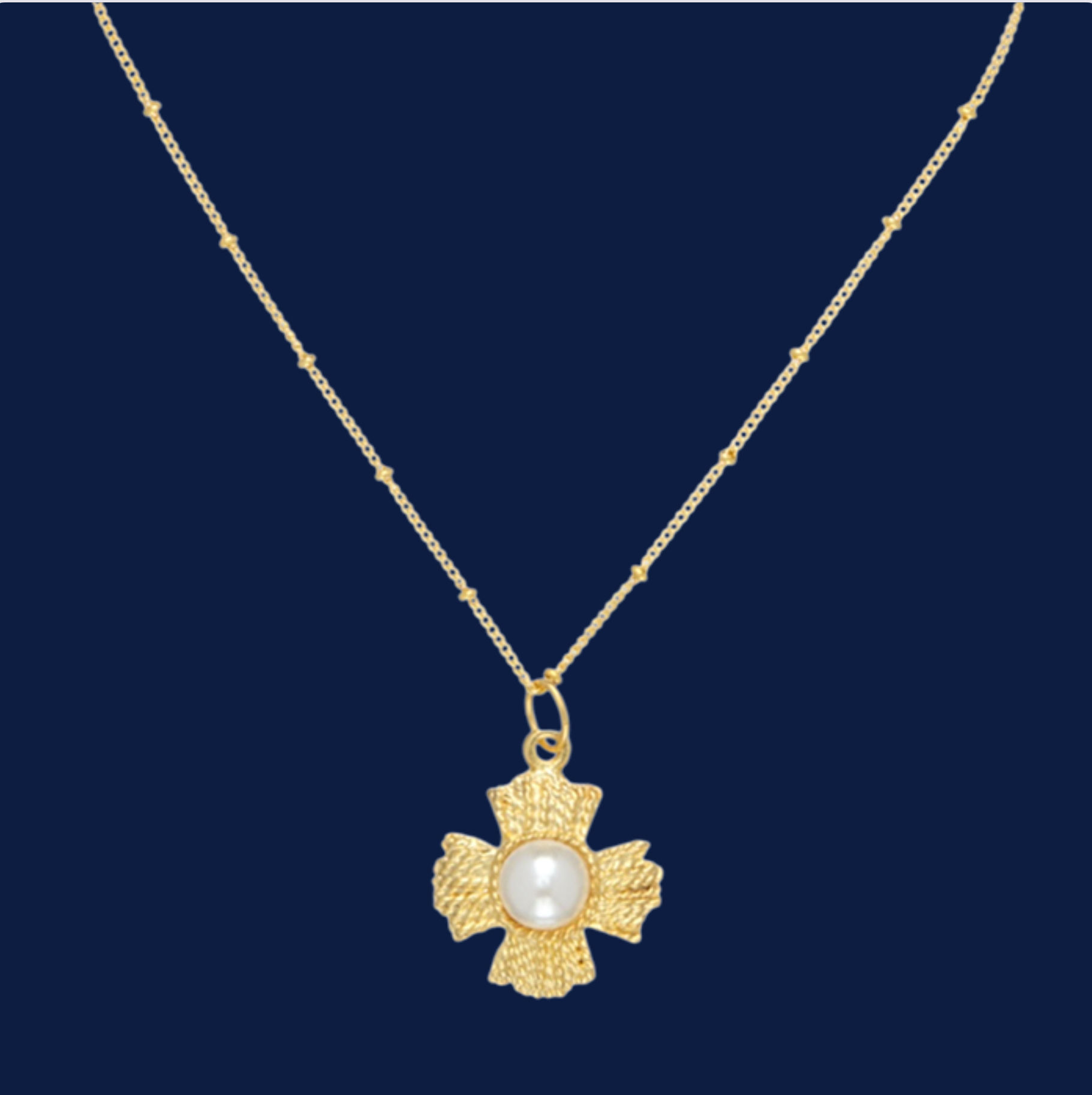 Susan Shaw Necklace Braided Cross Pearl Dotted Dash Dainty Chain Jewelry