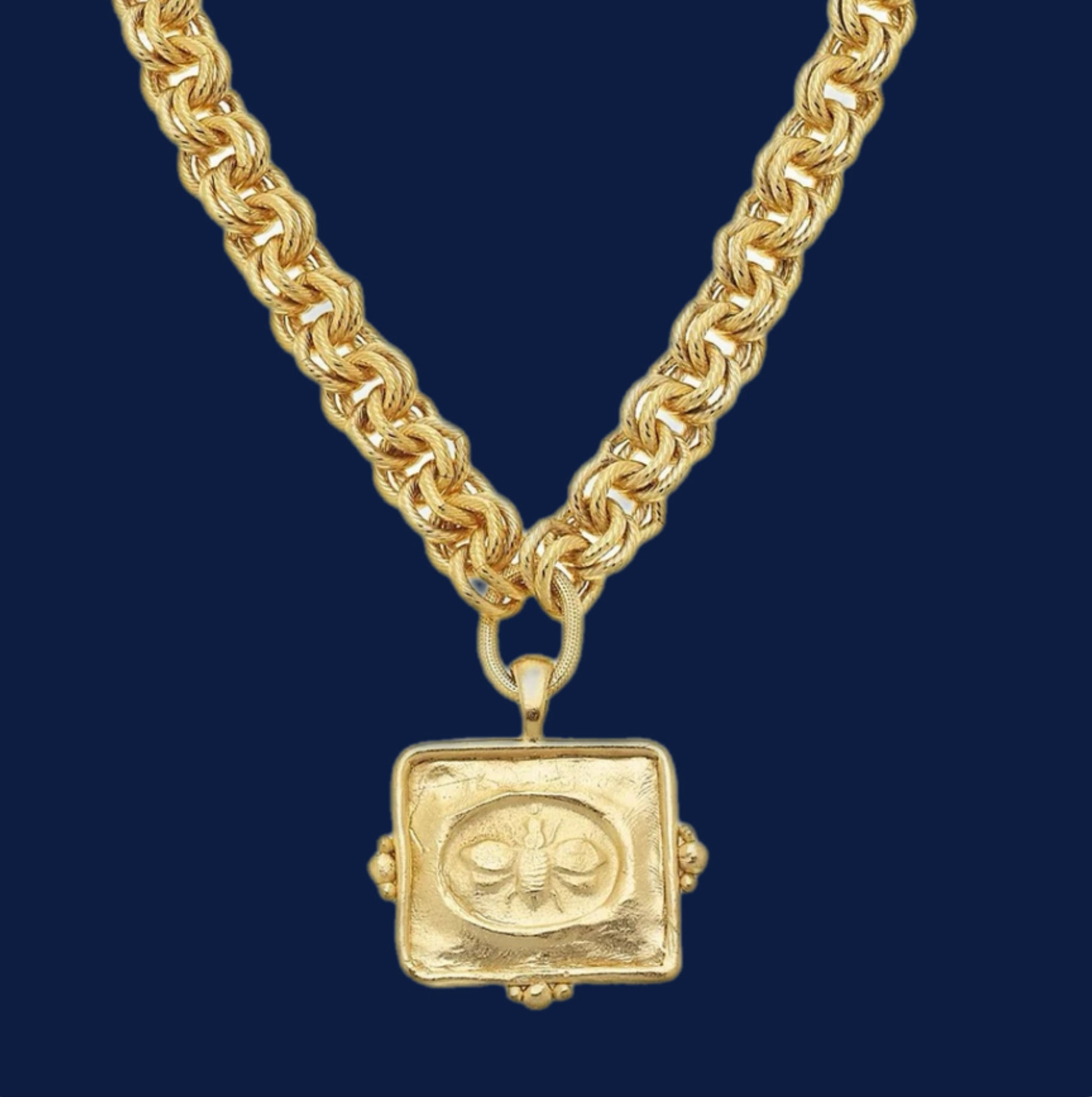 Susan Shaw Square Bee Intaglio Necklace