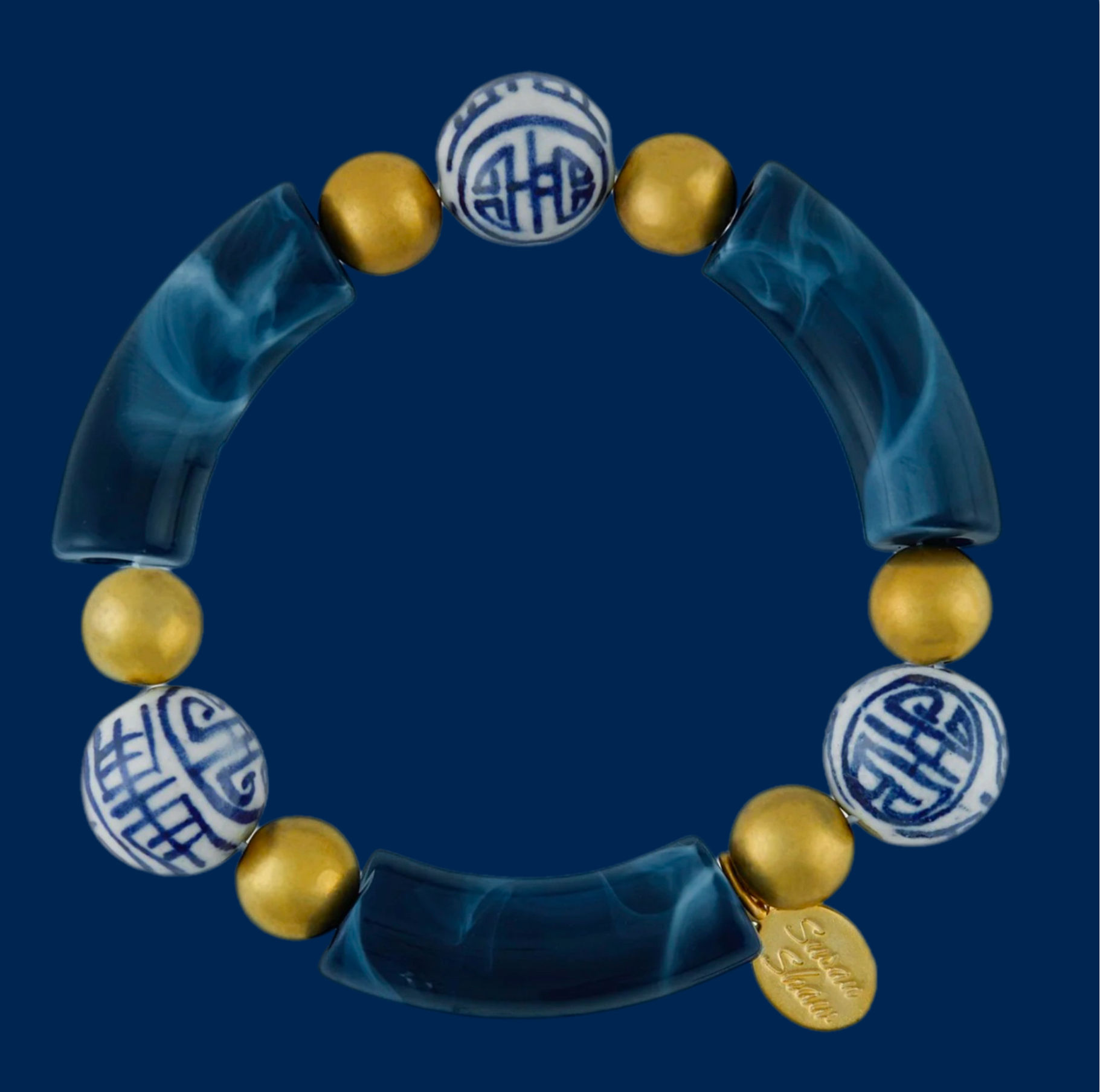Susan Shaw Jewelry Navy Blue & White Charleston Bracelet III