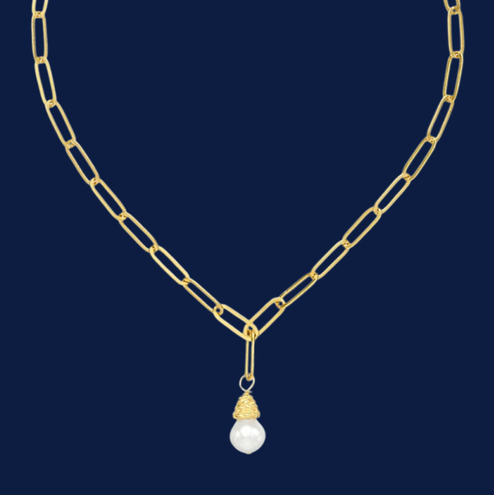 Thumbnail: Susan Shaw Pearl Paperclip  Chain Necklace