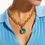 Thumbnail: Dina Mackney Necklace Blue Topaz 34K Pendant Gold Chain Designer Fine Jewelry
