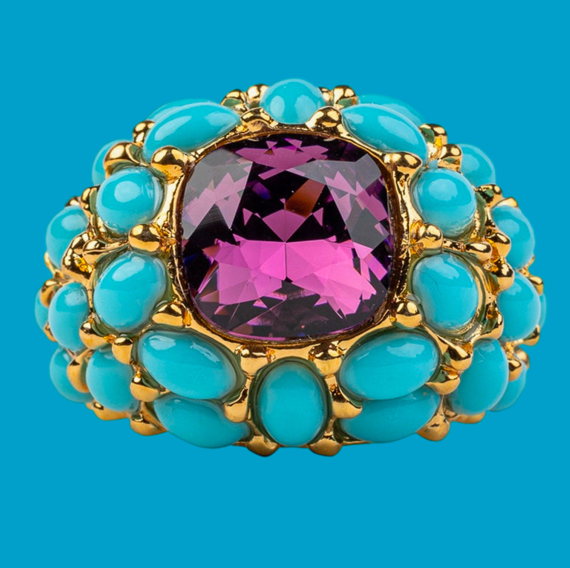Kenneth Jay Lane Turquoise & Amethyst Ring