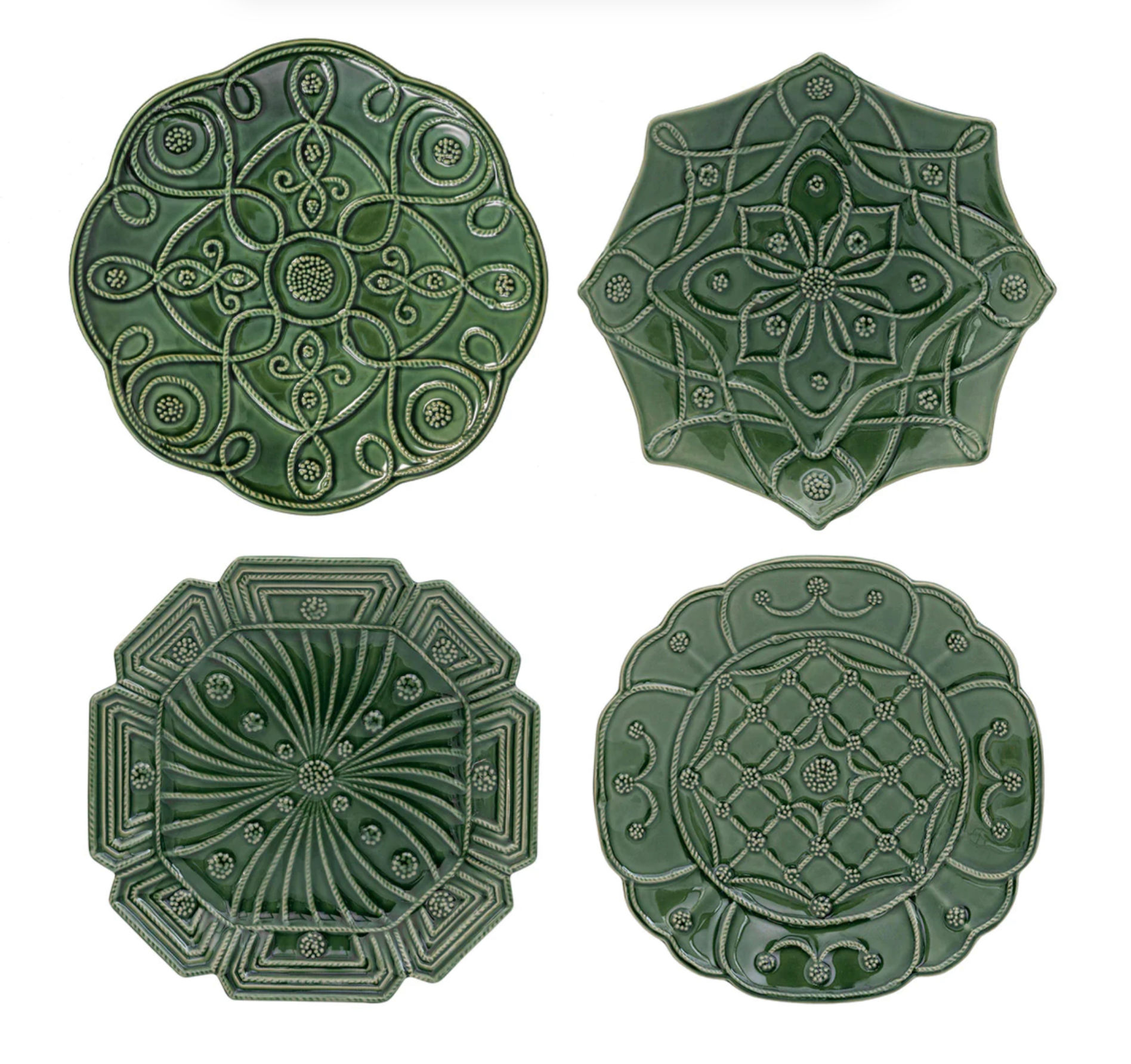 Veronica Beard Jardins Du Monde Green Party Plate, Set 4