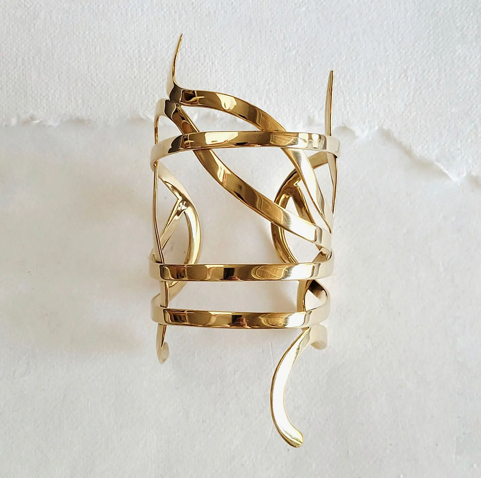 Thumbnail: Bisjoux Brass cuff Tangled Web bracelet big runway designer